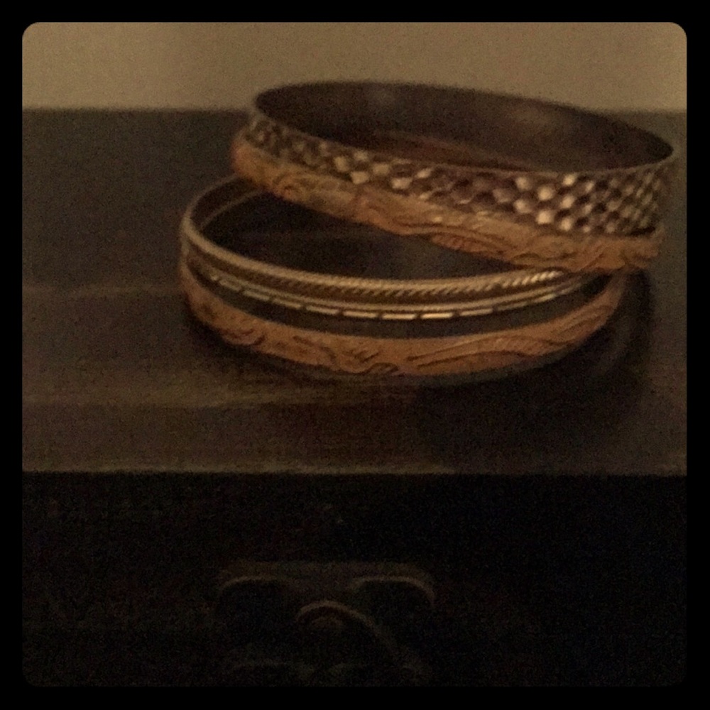 Coral and gold bracelets